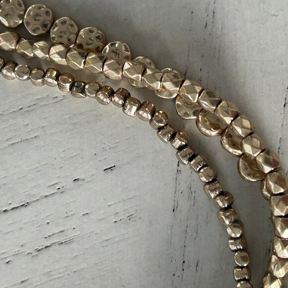 NWT Lucky Brand Gold-Tone Multi-Strand Textured Bead Necklace - Picture 3 of 10